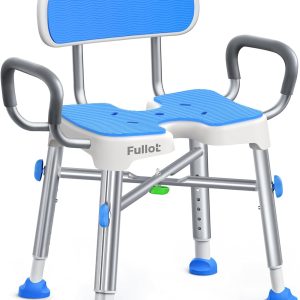 Ergonomic H-Shaped Shower Chair for Elderly and Disabled with Padded Back & Arms, FSA/HSA Eligible 500 lbs Heavy Duty Adjustable Shower Stool Seat for Easy Cleaning, Anti-Slip Bath Chairs for Bathtub