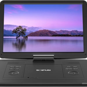 17.5"" Portable DVD Player with 15.6"" Large HD Screen, 6 Hours Rechargeable Battery, Support USB/SD Card/Sync TV and Multiple Disc Formats, High Volume Speaker, Black