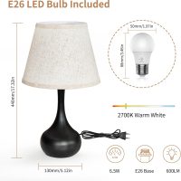 ONEWISH Touch Bedside Lamp for Bedroom, 3-Way Dimmable Farmhouse Table Lamps for Nightstand with Fabric Shade, Desk Lamp for Kids Reading, Home Office - Image 6