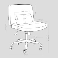 Criss Cross Chair with Rubber Wheels, Armless Office Desk Chair with Lumbar Pillow, Wide Comfy Vanity Rolling Swivel Modern Comfortable Fabric Computer Task Chairs for Home Office (Grey) - Image 2