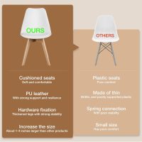 OLIXIS Set of 4 Dining Kitchen Mid-Century Modern Chairs with Wood Legs and PU Leather Cushion for Living Room Bedroom Outdoor Lounge, White - Image 3