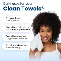 Clean Skin Club Clean Towels XL®, 100% USDA Biobased Face Towel, Disposable Face Towelette, Eczema Association Accepted, Makeup Remover Dry Wipes, Ultra Soft, 50 Count - Image 9