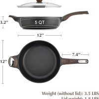 SENSARTE Nonstick Frying Pan Skillet with Lid, 12 Inch Large Deep Frying Pan, 5 Qt Non Stick Saute Pan with Cover, Induction Pan, Healthy Non Toxic Cooking Pan with Helper Handle, PFOA PFOS Free - Image 7