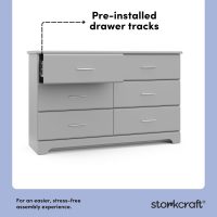 Storkcraft Brookside 6-Drawer Dresser (Pebble Gray) – GREENGUARD Gold Certified, Nursery & Kids Storage, Nursery Essentials, Kids Room Storage, Durable Bedroom Dresser - Image 5