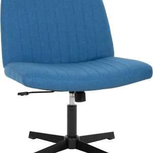 Cross Legged Office Chair No Wheels,Wide Desk Chair Comfy,Criss Cross Chair,Makeup Vanity Chair with Back,Wide Computer Chair for Adults for Home,Office,Make Up,Small Space
