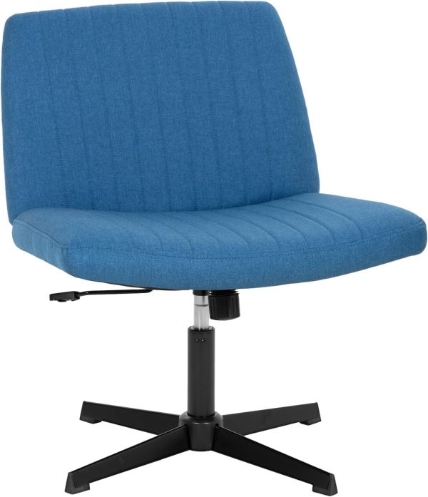 Cross Legged Office Chair No Wheels,Wide Desk Chair Comfy,Criss Cross Chair,Makeup Vanity Chair with Back,Wide Computer Chair for Adults for Home,Office,Make Up,Small Space