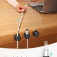 6 Pack Magnetic Cable Clips [Cable Smooth Adjustable] Cord Holder, Under Desk Cable Management, JOYROOM Adhesive Wire Holder Keeper Organizer for Home Office Desk Phone Car Wall Desktop Nightstand - Image 3