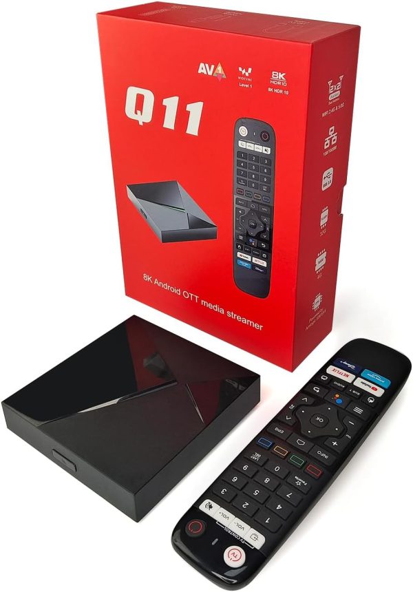 Amlogic S905X4 Q11 Android 11.0 TV Box 8K Decoding 4K HDR 2.4/5Ghz Dual WiFi 8822CS + 1000M Ethernet Smart TV Box 4GB + 32GB with IRI Voice Remote (Not Included Batteries)
