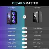 NOVATECH Phantom - Prebuilt Gaming PC Desktop Computer - RX580 8GB - Core i7 Xeon 3.5GHz - 16GB RAM - 512GB M.2 SSD WiFi/BT, Win 11 Pro - Gaming Computer Tower - Pre Built PC Gaming - 1 Year Warranty - Image 4