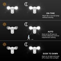 LEONLITE COB LED Security Light, Motion Sensor Flood Lights Outdoor, Aluminum, 3 Modes Motion Detector+Dusk to Dawn+Switch Control, 100-277V, Adjustable 2-Head, IP65, 5000K Daylight, ETL, White - Image 2