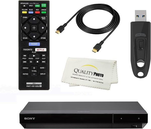 Sony UBPX700 4K Ultra HD Home Theater Streaming Blu-ray DVD Player Built in Wi-Fi - Remote Control - High Speed 6 Foot 4K HDMI Cable - Ultra USB Flash Drive 64GB