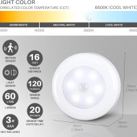STAR-SPANGLED 6 Pack 2.8” Motion Sensor Lights Indoor AAA Battery Operated, Stick on LED Puck Light for Stairs, Under Cabinet, Closet, Cool White - Image 4