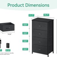AODK Dresser for Bedroom with 4 Storage Drawers, Small Dressers Chest of Drawers Fabric Dresser with Sturdy Steel Frame, Black - Image 3