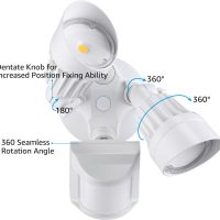 LEONLITE COB LED Security Light, Motion Sensor Flood Lights Outdoor, Aluminum, 3 Modes Motion Detector+Dusk to Dawn+Switch Control, 100-277V, Adjustable 2-Head, IP65, 5000K Daylight, ETL, White - Image 4