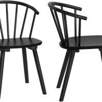 LUE BONA Black Dining Chairs Set of 4, Farmhouse Wood Dining Chairs with Semicircular Backrest, Spindle Dining Chair for Kitchen and Dining Room, 18 Inch - Image 7