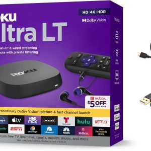 Roku Ultra LT Streaming Device 4K/HDR/Dolby Vision/Dual-Band Wi-Fi with Roku Voice Remote and HDMI Cable, with USB Extension Cord and HDMI