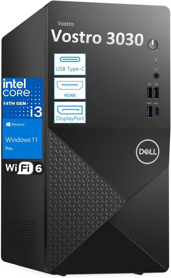 Dell Tower PC Desktop Computer for Home Business Student, 14th Gen Intel Core i3-14100 (Beat i5-12400), 32GB DDR5 RAM, 1TB PCIe SSD, WiFi 6, Bluetooth, DisplayPort, HDMI, KB & Mouse, Windows 11 Pro