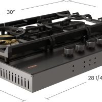 FOTILE GLG30401-Y 30” Moonshadow Tempered Glass 4 Gas Cooktop, Tri-Ring 18,000 BTUs Center Burner with Flame Failure Protection Removable Grates and Installation/LP Kit - Image 7