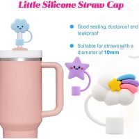 6PCS Cute Straw Cover Cap for Stanley Cup, 10 mm 0.4 in Reusable Cloud Flower Shape Straw Topper - Image 5