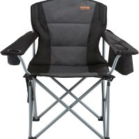 VEVOR Camping Folding Chair, Portable Heavy Duty Outdoor Quad Lumbar Back Padded with Side Pockets, Cup Holder and Cooler Bag for Beach, Lawn, Picnic, Fishing, Backpacking, Black - Image 6