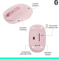 Logitech M196 Bluetooth Wireless Mouse, Compact and Portable Mouse for Laptops, Tablets and More, 12-Month Battery, Smooth Tracking, Compatible with PC and Mac, Windows and macOS - Rose - Image 7