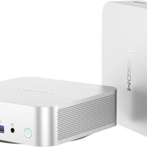 GEEKOM A6 Mini PC with AMD Ryzen 7 6800H, 16GB DDR5 RAM 512GB M.2 NVMe SSD, Radeon 680M, Compact Aluminium Design Windows 11 Desktop Computer for Home/Business, USB4/8K UHD/Wi-Fi 6E/BT 5.2