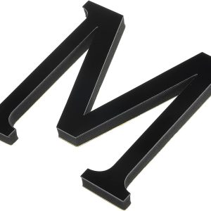 3D Acrylic Alphabet Mirror Wall Stickers Letter M Self-Adhesive Home Decor Letter Sign Art Sticker Decal for DIY Home Decoration Black