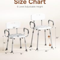 Shower Chair for Inside Shower with Arms and Back, Height Adjustable Shower Chair for Elderly and Disabled with Enhanced Non-Slip Feet, 400 lbs Heavy Duty Shower Seat for Seniors - Image 6