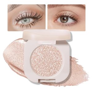 Glitter Shimmer Sparkle Eye Shadow Palette Makeup for Old Women, Pearl White Silver Glitter Shimmer Metallic Holographic Iridescent Cream Iridescent Single Monochrome Eyeshadow Makeup, 11