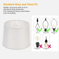White Drum Lamp Shades Set of 2, 11.4"x13"x10" Modern Large Spider Fitter Shade, Fabric Table & Floor Lamp soft lighting lampshade for Bedroom, Living Room, Easy Assembly (Harp/Finial Not Included) - Image 6
