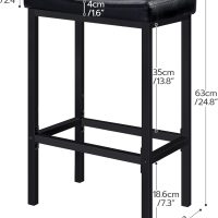 HOOBRO Bar Stools, Set of 2 Bar Chairs, Counter Height Stools, Saddle Barstools with Curved Surface, 24.8 Inches, 2.4" Thick Upholstery, for Kitchen, Dining Room, Cafe Black BB10BY01 - Image 3