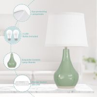Seealle Modern Green Table Lamps Set of 2 - Bedside Lamps for Night Stands, 19.4" Bedroom Lamp for Living Room Sage Green Lamps with Rocker Swtich - Image 5
