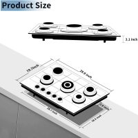 Gas Cooktop 30 Inch, Stainless Steel 5 Burners Gas Stovetop Built-in LPG/NG Convertible Gas Cooktop Dual Fuel Sealed Gas Stove - Image 3