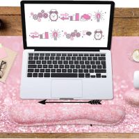 Large Mouse Pad and Keyboard Wrist Rest, Desk Pad for Keyboard and Mouse, 4-in-1 Large Gaming Mouse Pad with Wrist Support, Desk Mat for Home Office Study Game-Pink Stay Positive - Image 6