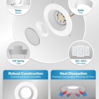 Sunco Retrofit LED Recessed Lighting 6 Inch, Downlight Can Lights for Ceiling, Baffle Trim, 965 LM, 13W (120W Equivalent), 5000K Daylight, Dimmable, Damp Rated UL 4 Pack - Image 8