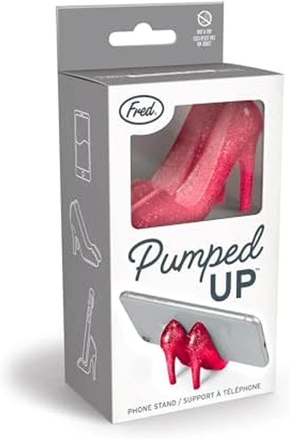 Fred Pumped Up High Heel Phone Stand, Ruby Red – Durable Silicone Mobile Stand for Desk or Travel – Stylish Shoe-Shaped Support for Smartphones & Electronic Accessories