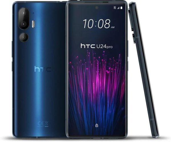 HTC U24 Pro 5G GSM Unlocked Smartphone, 12GB+256GB, 6.8" 120Hz OLED Display, 50+8+50MP Cameras, 4600mAh, Wireless Charging - Blue