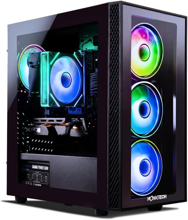 NOVATECH Phantom - Prebuilt Gaming PC Desktop Computer - RX580 8GB - Core i7 Xeon 3.5GHz - 16GB RAM - 512GB M.2 SSD WiFi/BT, Win 11 Pro - Gaming Computer Tower - Pre Built PC Gaming - 1 Year Warranty