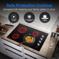 AMZCHEF 30 Inch Electric Cooktop, Built-in with 4 Burners Max 7000W with ETL Safety Certified, 30" Glass Ceramic Cook Top,Knob control, Hot Surface Indicator,220V - 240V Hard Wire, No Plug - Image 5