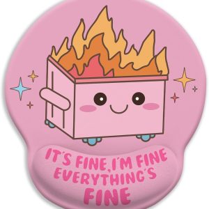 Funny Cute Mouse Pad with Wrist Rest, Dumpster on Fire Ergonomic Mouse Pads Wrist Support for Desk, Mousepad for Wireless Mouse Gaming Laptop Work Home Desk Accessories Office Supplies Decor