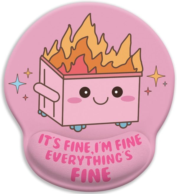 Funny Cute Mouse Pad with Wrist Rest, Dumpster on Fire Ergonomic Mouse Pads Wrist Support for Desk, Mousepad for Wireless Mouse Gaming Laptop Work Home Desk Accessories Office Supplies Decor