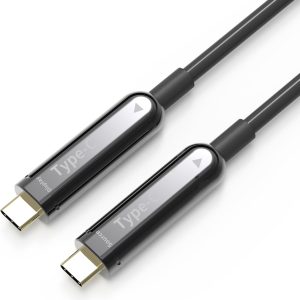Pacroban USB-C to USB-C 50ft Fiber Optic Cable – 4K 60Hz, USB 3.1 Display Cable for Monitor, Projector, TV. Video Only, No Charging or Data Transfer