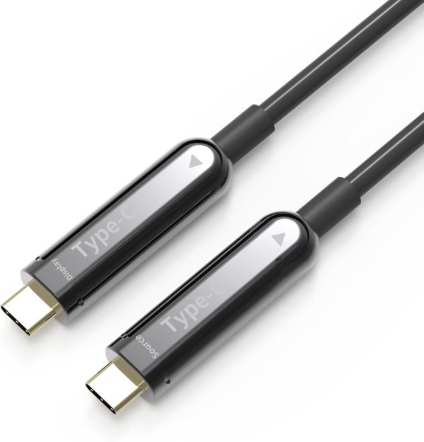 Pacroban USB-C to USB-C 50ft Fiber Optic Cable – 4K 60Hz, USB 3.1 Display Cable for Monitor, Projector, TV. Video Only, No Charging or Data Transfer