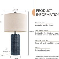 PoKat 23" Blue Table Lamps, Farmhouse Bedside Lamps for Bedroom Set of 2, Ceramic End Table Lamps for Living Room, Traditional Nightstand Desk Lamps, Medium - Image 9