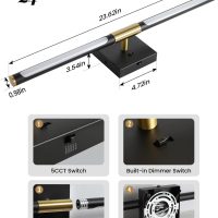 Black Gold Vanity Light Fixtures for Bathroom Over Mirror 24 inch LED Bath Sconces IP44 5CCT Adjustable Morden Picture Lights for Paintings (Built-in Dimmer) - Image 5