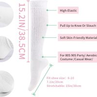Slouch Socks for Women High Crew Knee Long Tube Boots Womens Slouchy Thigh Soft Scrunch Boot 80s Fall Winter Sock Size 5-10 (PureWhite) - Image 6