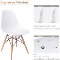Furmax Modern Style Dining Chair Mid Century Modern DSW Chair, Shell Lounge Plastic Chair for Kitchen, Dining, Bedroom, Living Room Side Chairs Set of 4(White) - Image 4