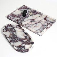 Real Luxurious Natural Marble Vanity Tray Genuine Marble Storage Tray for Home Decor Stone Tray for Bathroom/Kitchen/Vanity/Dresser Non-Resin/Non-Ceramic/Viola Oval Set - Image 5