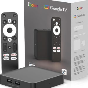 DCOLOR Android TV Box,Netflix Google Certified,4K HDR10 HDR10+ Streaming Devices for TV, WiFi 5,Dolby Audio,2GB RAM 32GB ROM, Streaming Media Players with Google Voice Remote