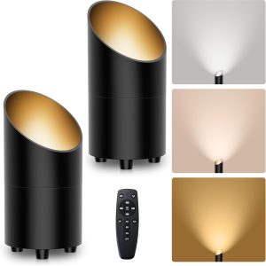 Onforu 7W Floor Can Light Uplighting Indoor, Up Lights Indoor Remote Control, 2700-6500K Warm White Uplights Floor Spot Lights for Home Accent Lighting with Foot Switch 2 Pack